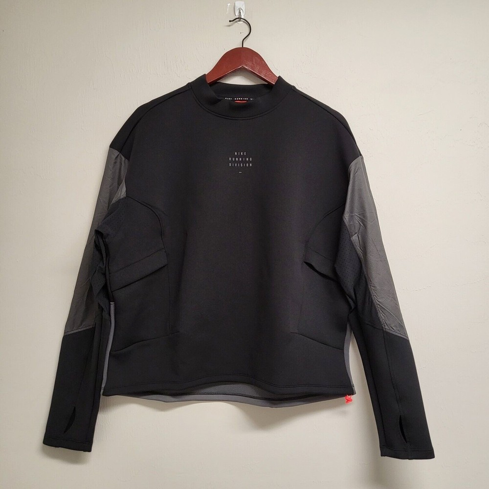 NWT Nike Womens Black Dri Fit Division Long Sleeve Running Top Large DD5263 010